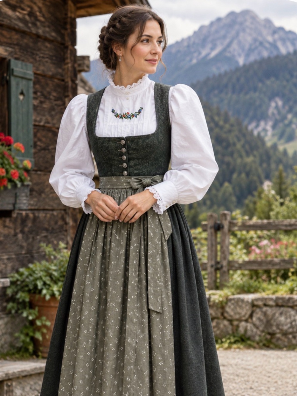 Vintage Dossi Salzburg Austrian Trachten Folk Blouse - Size 40 (US M/L) Dirndl